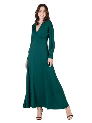 V-Neck Long Sleeve Maxi Dress